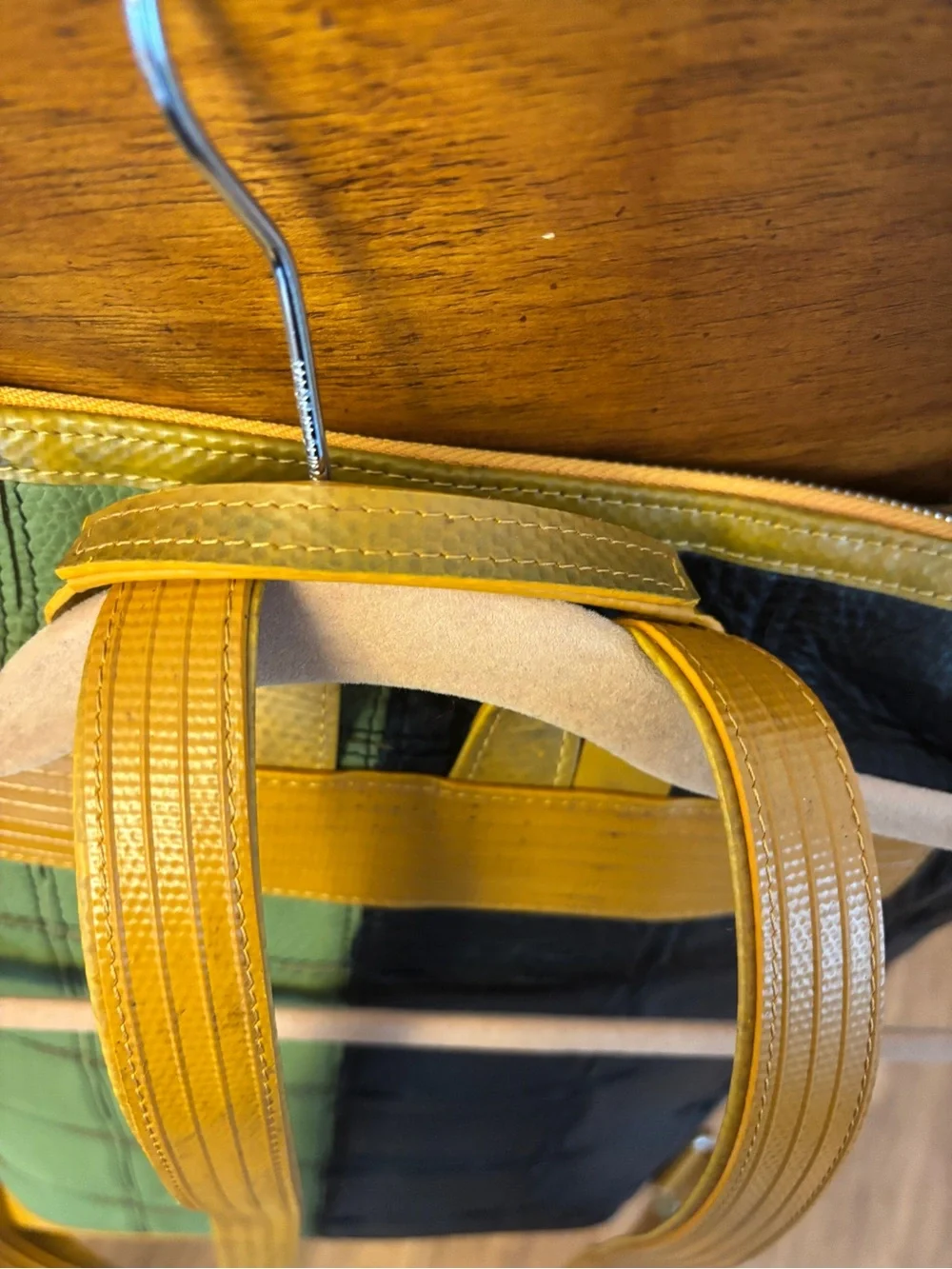 Elvis & Kresse Leather Colorblock Shoulder Bag Black, Olive, Light Blue, Mustard